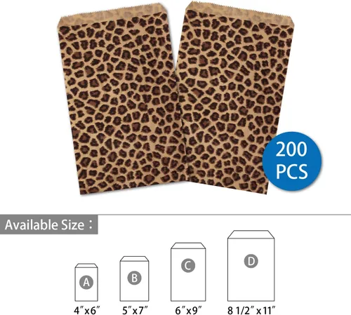 Vista 3 de Ikee Design 200 unidades de papel de 4 x 6 pulgadas con estampado liso o bolsas de estraza estampadas para dulces, galletas, mercancía, recuerdos