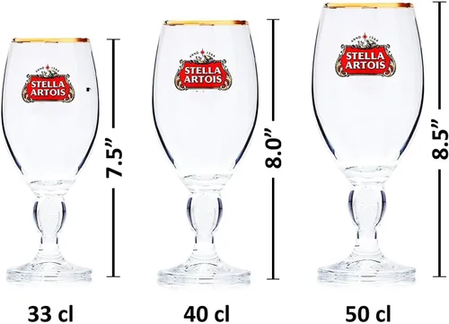 Vista 2 de Stella Artois Paquete de 3 Cálizes de vidrio de cerveza grandes originales, 50 cl