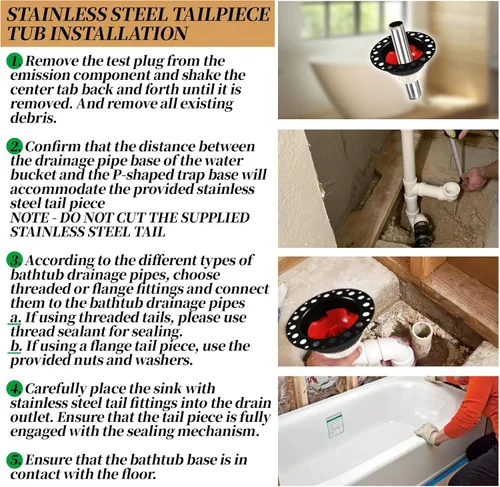 Vista 7 de ITD35 Kit de drenaje de bañera independiente compatible con bañeras independientes y bañeras estándar. Se adapta a todos los tipos de desagües