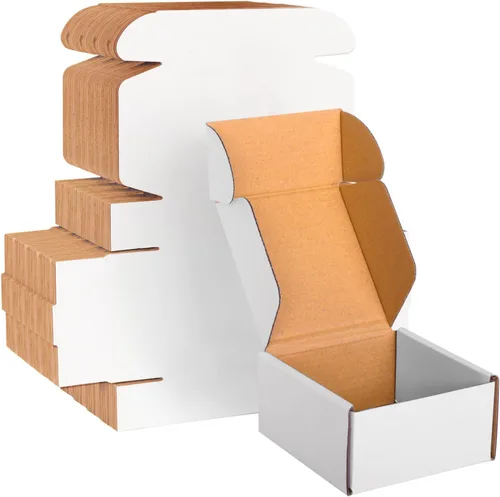 Vista 20 de Cajas de cartón corrugado marrón - 4"x4"x2", paquete de 30 cajas pequeñas de envío para correo y embalaje