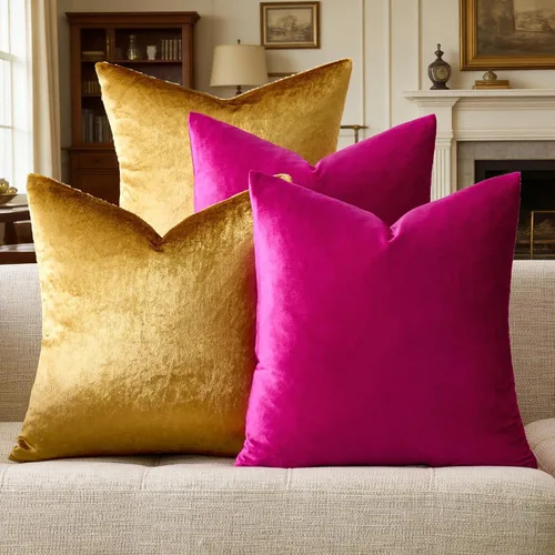 Vista 15 de GIGIZAZA Fundas de almohada decorativas de terciopelo champán, fundas de almohada para sofá (20 x 20 pulgadas, 4 unidades, champán)