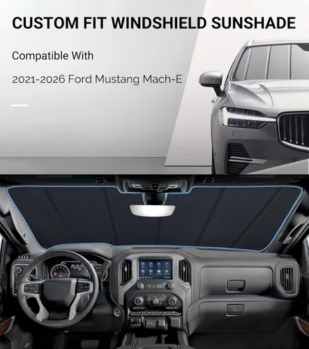 Vista 2 de Pigenius Parasol para parabrisas para Ford Mustang Mach-E 2021-2025 Parasol para ventana delantera - Protección
