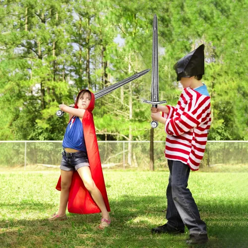 Vista 4 de Crusader Knight - Espada de juguete, espada de plástico de 27.5 pulgadas, accesorios de disfraz de guerrero medieval para Halloween, cosplay, LARP
