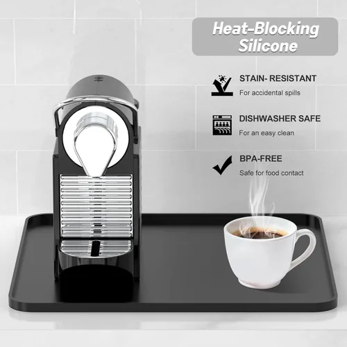 Vista 5 de Garolue Tapete de silicona para café, 16 x 16 pulgadas, impermeable, tapete de bar resistente al calor para accesorios de estación de máquina