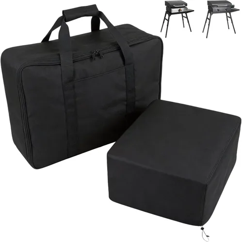 Vista 10 de BQMAX Bolsa de transporte para plancha Blackstone 17/22 con capucha y soporte, compatible con Blackstone 5035 bolsa de transporte para parrilla negra