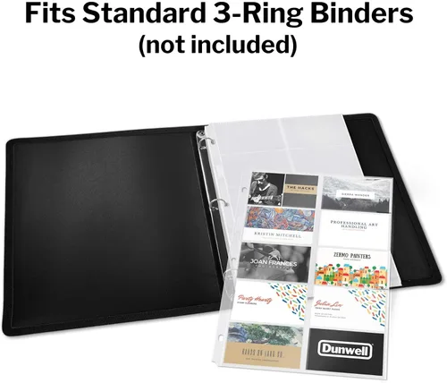 Vista 3 de Dunwell Fundas para tarjetas de visita (paquete de 10 para 200 tarjetas), protección de hojas de plástico pesado, cada funda tiene capacidad para 20