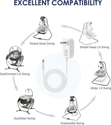 Vista 5 de Cable de alimentación para columpio de bebé, enchufe eléctrico para columpio Fisher Price Swing/Ingenuity Swing/Graco Swing/Nova Baby Swing