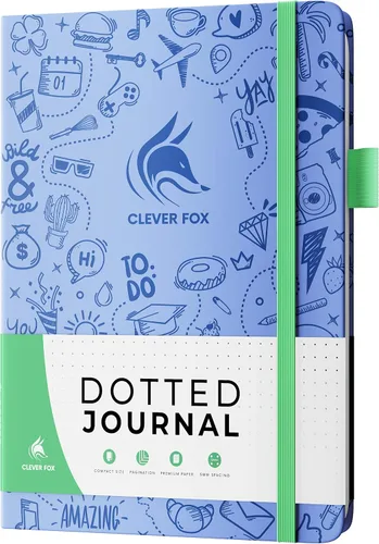 Vista 11 de Clever Fox Dotted Journal 2.0 - Cuaderno compacto de planificación y bocetos con cuadrícula de puntos, papel grueso de 4.23 oz/m² (120 GSM). Agenda