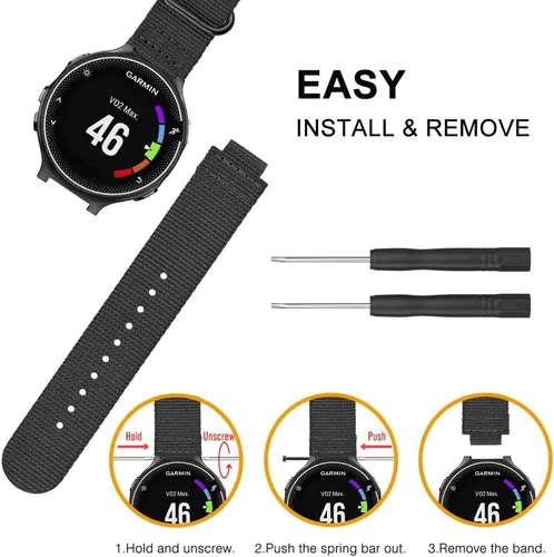 Vista 8 de FINTIE Correa de reloj compatible con Garmin Forerunner 235, correas deportivas de nailon suave de repuesto compatibles con Garmin Forerunner