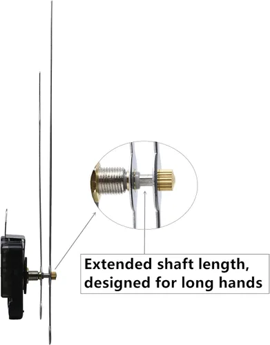 Vista 3 de TIKROUND Mecanismos de movimiento de reloj de pared de cuarzo DIY con pilas de repuesto, piezas de reparación con 260 mm/ 10.2 pulgadas de largo