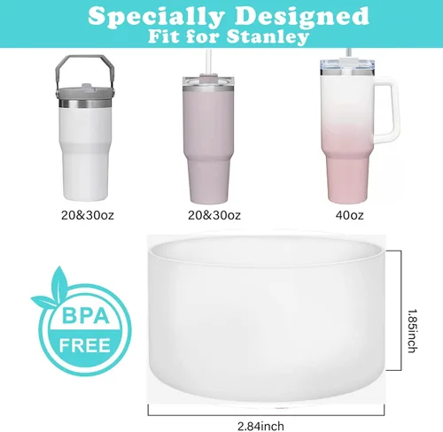 Vista 3 de QIANHAI Botas de silicona para Stanley Quencher Adventure, vaso de 40 onzas con asa y Stanley IceFlow de 30 onzas y 20 onzas, funda inferior