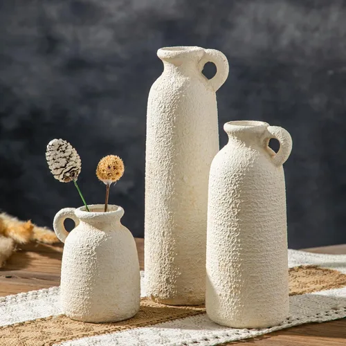 Vista 9 de Juego de jarrones de cerámica, jarrones de flores para decoración del hogar, decoración moderna de granja, centros de mesa de sala de estar, cocina