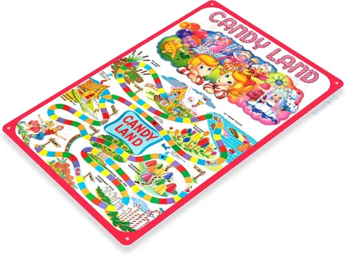 Vista 2 de Tinworld Signo de lata: Candy Land Classic Retro Game Board Game Room Sign C263