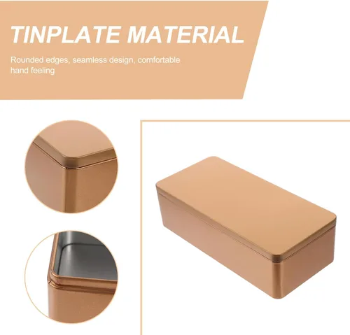 Vista 2 de UPKOCH Tarros de caramelo con tapas, 2 piezas, caja de lata vacía rectangular con tapa, caja de almacenamiento de hojalata, contenedor de lata