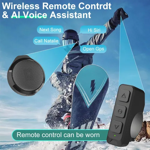 Vista 3 de 3T6B Auriculares Bluetooth para motocicleta con estuche de carga, altavoz Bluetooth para casco con micrófonos y control remoto, batería de 1900 mAh