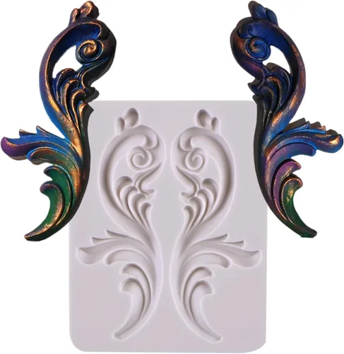 Molde barroco para fondant, molde de silicona para decoración de pasteles de chocolate, para cumpleaños, boda, decoración de cupcakes, arcilla de