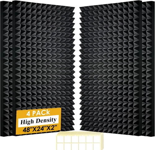 Vista 10 de Paquete de 50 paneles de espuma acústica de 1" x 12" x 12" en forma de cuña, espuma insonorizante para estudio para paredes, paneles absorbentes