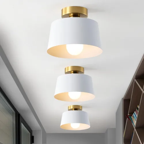 Vista 11 de Lámpara de Techo Moderna Semi Empotrada con Placa Dorada y Pantalla Negra Mate, Lámpara de Techo Estilo Granja para Isla de Cocina Comedor Vestíbulo