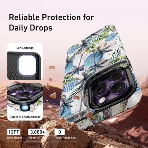 Vista 870 de LETO para iPhone 15 Pro Funda tipo cartera - Tapa tipo folio con patada - Diseños de moda - Tarjetero - Funda protectora para mujeres y niñas - 6.1