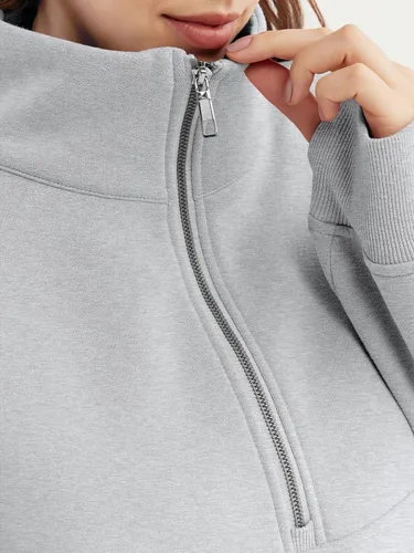 Vista 5 de EFAN Sudaderas cortas para mujer, con media cremallera, forro polar, con cremallera de un cuarto, sudaderas con capucha 2023, ropa de moda de otoño