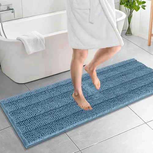 Vista 85 de OLANLY Tapetes de baño gruesos de chenilla a rayas de 30 x 20 pulgadas, extra suaves, absorbentes, con parte trasera de goma, se pueden lavar
