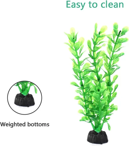 Vista 3 de AQUANEAT Plantas artificiales para peceras, decoraciones de acuario de plástico, accesorios verdes, 10