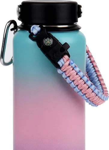 Vista 9 de Wongeto Mango de paracaídas, correa de supervivencia con anillo de seguridad y mosquetón, compatible con botellas de agua de boca ancha Hydro Flask