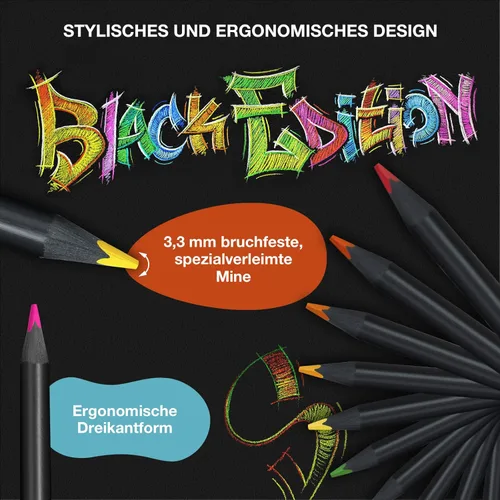 Vista 4 de Faber-Castell Lápices de colores de edición negra, clásicos, suministros de relleno de cesta de Pascua