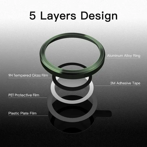 Vista 3 de JETech Protector de lente de cámara para iPhone 13 Pro de 6.1 pulgadas y iPhone 13 Pro Max de 6.7 pulgadas, cubierta de anillo individual de metal