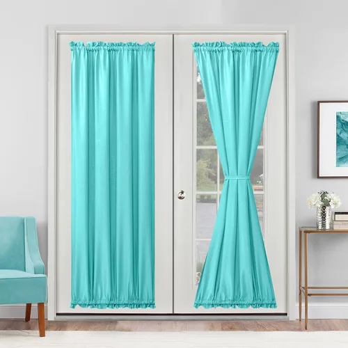 Vista 32 de Hiasan Cortinas francesas para puerta de privacidad, cortina frontal semitransparente con bolsillo para barra para ventana de puerta, 1 panel