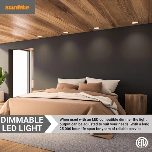 Vista 5 de Sunlite Foco LED PAR16 empotrable de cuello largo, 7 vatios, (reemplazo halógeno de 75 W), 500 lúmenes, base mediana (E26), regulable, certificación