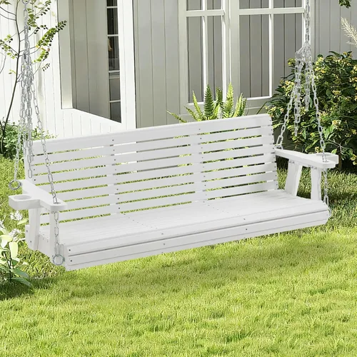 Vista 10 de Finnhomy Marco de columpio para porche de 880 libras, soporte estable de madera con tablero de conexión inferior adicional, marco de columpio