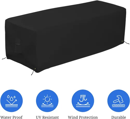 Vista 3 de Covers & All Cubierta rectangular para hoguera, hecha de tela de poliéster de 18 onzas con propiedades impermeables y resistentes a los rayos UV