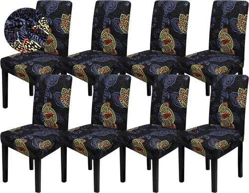 Vista 14 de Sufdari Juego de 2 fundas para sillas de comedor, fundas para sillas de cocina, fundas para sillas Parsons, protectores de sillas de elastano