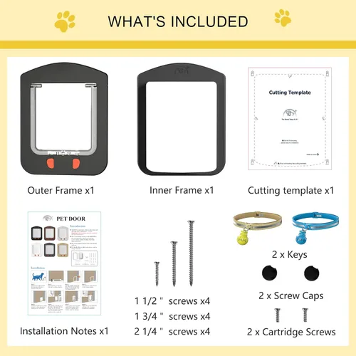 Vista 8 de [ALUMANI] Puerta de gato para puerta interior y puerta exterior, puerta de gato con bloqueo de 4 vías con solapa magnética, puerta para mascotas