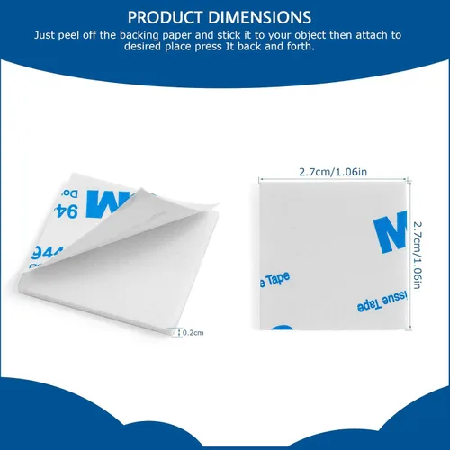 Vista 2 de 100 piezas de cinta adhesiva de espuma de doble cara, almohadillas adhesivas de doble cara autoadhesivas cuadradas para manualidades, cinta adhesiva