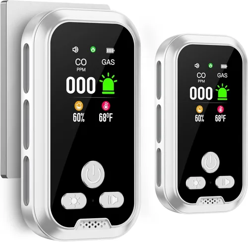 Vista 10 de Detector de humo y monóxido de carbono enchufable 4 en 1, batería de reserva integrada de 2000 mAh, pantalla HD