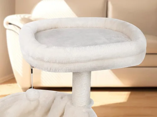 Vista 4 de YUNIQUE Árbol para gatos de 39.4 pulgadas con condominio para gatos y hamaca grande, beige