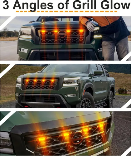 Vista 9 de Luces de parrilla para Nissan Frontier 2022-2024 Faros de acento delanteros de la rejilla del parachoques DRL PRO 4X X S SV SL Accesorios (ámbar)