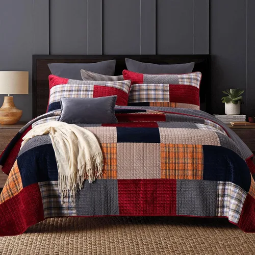 Vista 18 de Secgo Juego de edredón twin para cama - Edredones 100% algodón tamaño twin, colchas negras con 2 fundas de almohada, ropa de cama ligera reversible