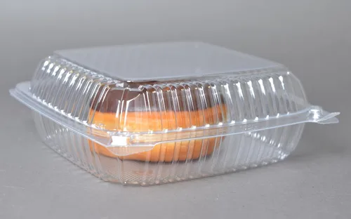 Vista 19 de Daxwell 8 x 8 x 3 pulgadas con bisagras de plástico (OPS) recipientes para llevar, microondas, E10005891 (caja de 200)