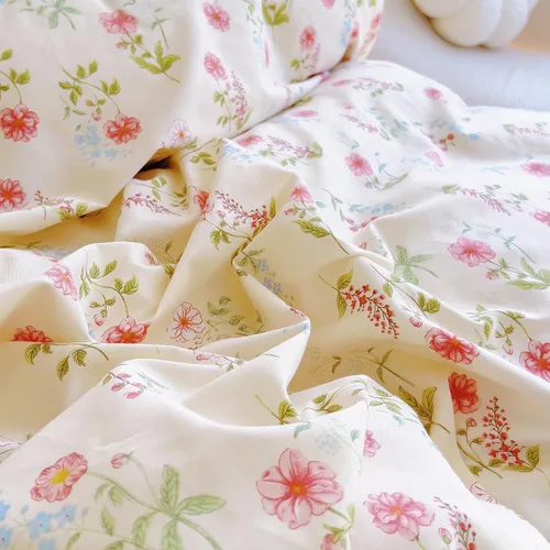 Vista 5 de EAVD Funda de edredón de flores rosas estilo jardín francés con volantes Queen de algodón suave elegante shabby chic juego de ropa de cama floral
