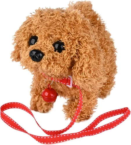Vista 11 de WorWoder Cachorro de peluche de Alaska, perro electrónico interactivo para mascotas, caminar, ladrar, mover la cola, estirar, animal de compañía