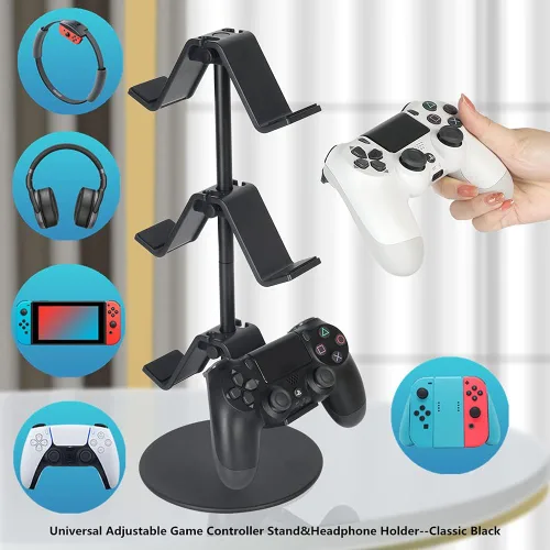 Vista 4 de KELJUN Soporte para controlador de 3 niveles soporte para auriculares controlador de juego multiajustable para todos los accesorios universales