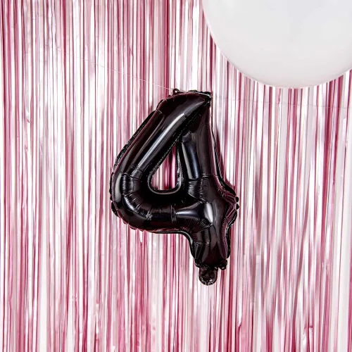 Vista 3 de Restaurantware - Globo de número Balloonify de 16 pulgadas, 1 globo digital de fiesta - Número 4, autosellado, globo de Mylar de aluminio negro