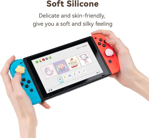 Vista 4 de GeekShare Lindas tapas de silicona con agarre para pulgar, cubierta de joystick compatible con Nintendo Switch OLED Switch Lite, 4
