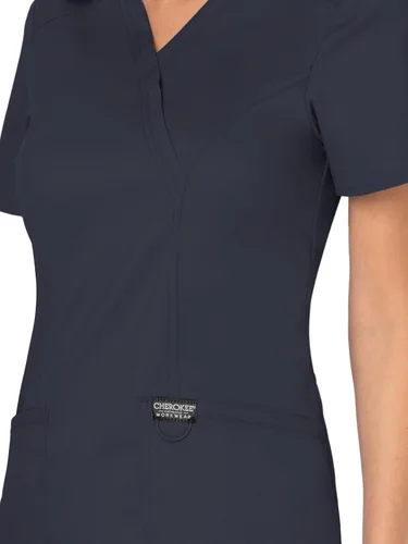 Vista 3 de Workwear Revolution WW610 - Ropa quirúrgica con estilo cruzado falso para mujer, elástica, suave y de fácil cuidado