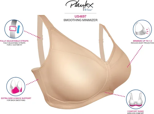 Vista 5 de Playtex Sujetador reductor sin varillas para mujer de 18 horas US4697