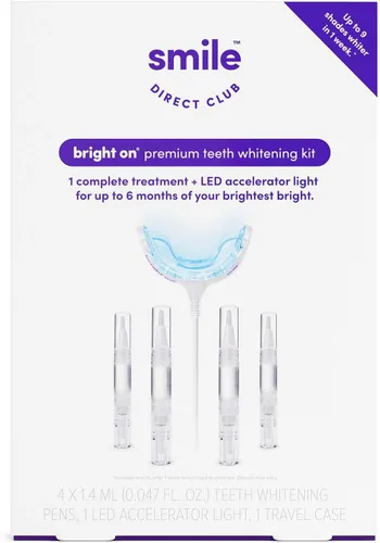 SmileDirectClub Kit de blanqueamiento dental con luz LED, paquete de 4 bolígrafos de gel, peróxido de hidrógeno de fuerza profesional
