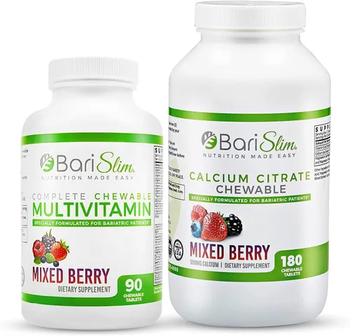 BariSlim Citrato de calcio bariátrico y multivitamínico bariátrico masticable completo, vitamina bariátrica y suplemento para cirugía post